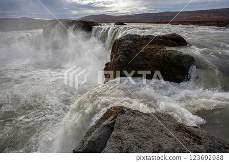 Godafoss Waterfall in northern Iceland Godafoss Waterfall in northern Iceland 123692988