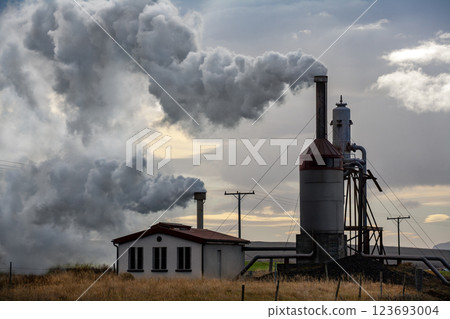 Small geothermal power plant on a farm in Iceland 123693004
