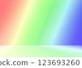 Empty rainbow neon colour room studio for product presentation display.  123693260
