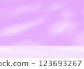 Empty purple pink room studio with shadow of tree leaves for product presentation. kdrop design. Cosmetic, beauty and fashion 123693267