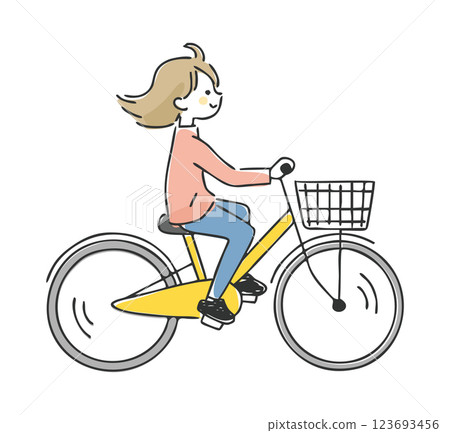 Woman riding a bicycle 123693456