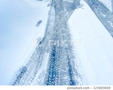 Snow road rut 123693609