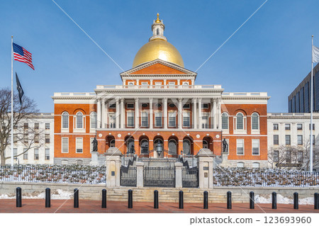 The Massachusetts State House, situated atop Beacon Hill in Boston The Massachusetts State House, situated atop Beacon Hill in Boston 123693960