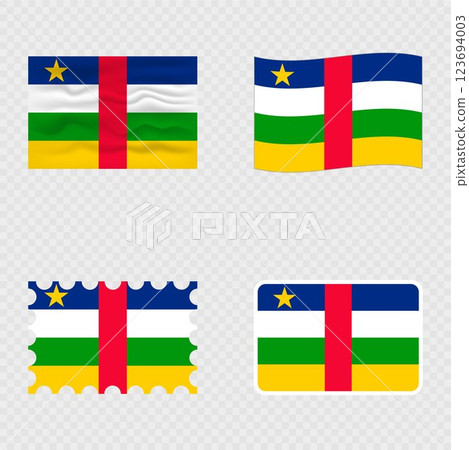 Central African Republic national flag in four different styles. Central African Republic national flag in four different styles. 123694003