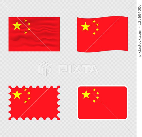 China national flag in four different styles. 123694006