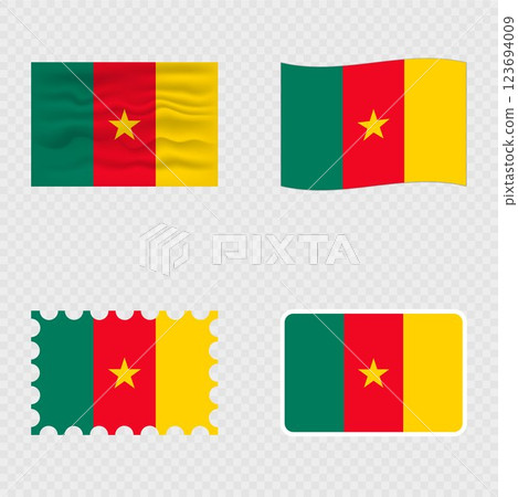 Cameroon national flag in four different styles. 123694009
