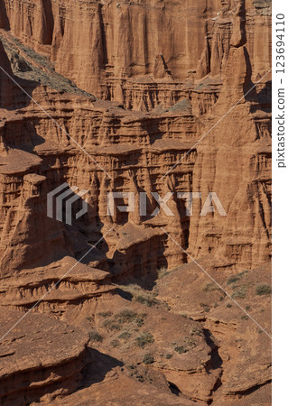 Eroded sandstone formations, canyon background 123694110