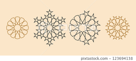 幾何抽象星空復古傳統標誌背景集 123694138