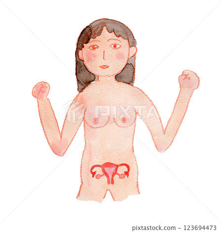 Woman and uterus watercolor illustration Woman and uterus watercolor illustration 123694473
