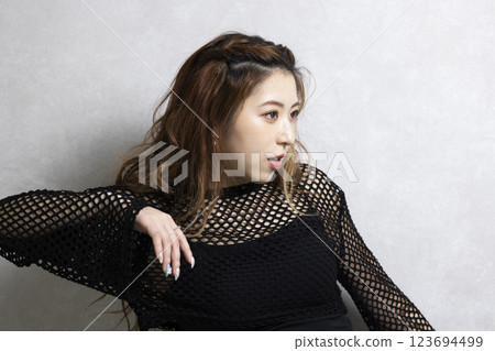Cute woman dancing Cute woman dancing 123694499