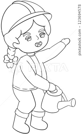 Coloring book Tree planting activity illustrated by Earth Day 123694578