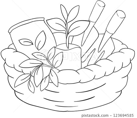 Coloring book Tree planting activity illustrated by Earth Day 123694585