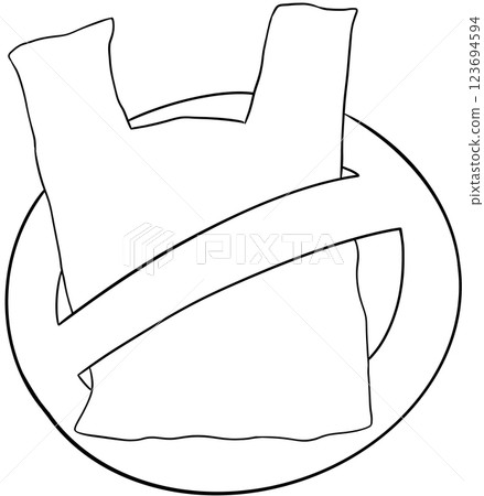 Coloring book Plastic bags with stop using symbols 123694594