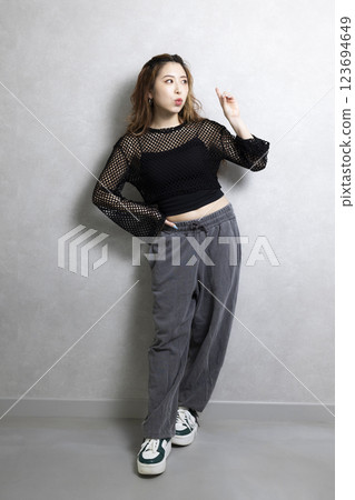 Cute woman dancing Cute woman dancing 123694649
