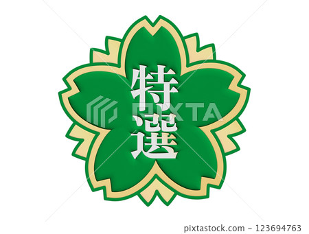 一套高品質的促銷標籤，包括特別挑選和精心挑選的產品，用於超市POP包裝，貼紙材料，金色和綠色 123694763