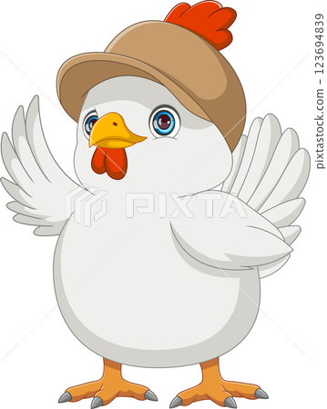 cute cartoon chick wearing hat 123694839