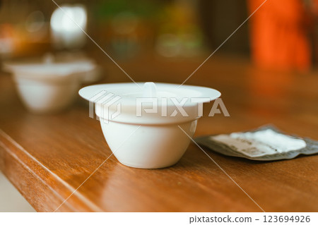 Barista preparing to test and inspecting the quality of coffee 123694926