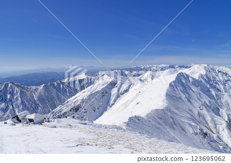 Snowy scenery of the main ridge of Mt. Tanigawa in the harsh winter (snowy mountain climbing) 123695062
