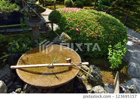 Scenery with a stone basin: Enkoji Temple Scenery with a stone basin: Enkoji Temple 123695157