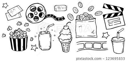 cinema, set, vector 123695833