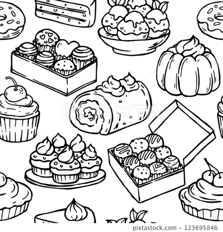 pattern, dessert, vector 123695846