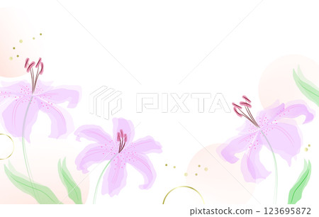 Soft purple lilies with delicate petals and detailed stamens, Soft purple lilies with delicate petals and detailed stamens, 123695872