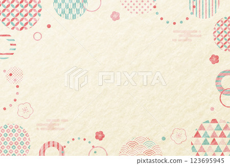 粉紅色和淺藍色的可愛梅花和日本圖案日本紙背景 123695945