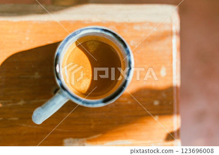 Close up espresso in ceramic cup 123696008