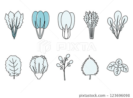 插畫素材：簡約手繪風格，蔬菜圖標，向量插圖集（單色，點） 123696098