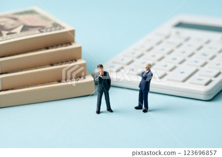 Money, bills, businessman, calculator 123696857