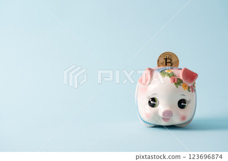Bitcoin and piggy bank Bitcoin and piggy bank 123696874
