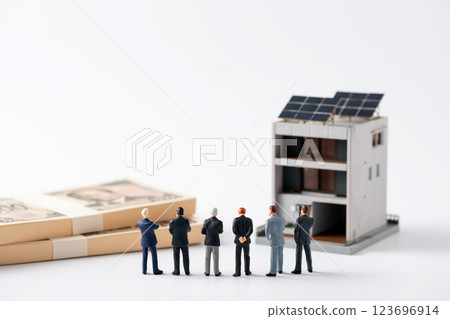 太陽能發電、金錢、商人 123696914