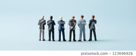 Back view of six businessmen Back view of six businessmen 123696926
