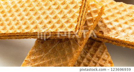 Product photography of delicious-looking wafers on a white background Product photography of delicious-looking wafers on a white background 123696939
