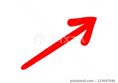 A red arrow that looks like it was hand-drawn with a pen A red arrow that looks like it was hand-drawn with a pen 123697046