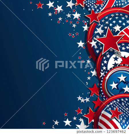 blue background with USA flag for veterans day. Wallpaper for design with lettering top view 123697462