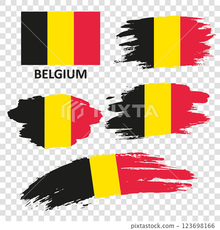 Flag of Belgium with creative painted brush stroke texture background 123698166