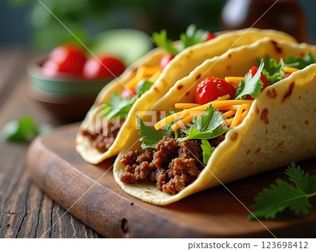 Authentic Homestyle Mexican Street Tacos with Fresh Toppings on Rustic Wooden Surface A Culinary Journey Through Traditional Tex-Mex Comfort Food Authentic Homestyle Mexican Street Tacos with Fresh Toppings on Rustic Wooden Surface A Culinary Journey Through Traditional Tex-Mex Comfort Food 123698412