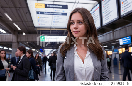 portrait of a young business woman at the subway station 123698936