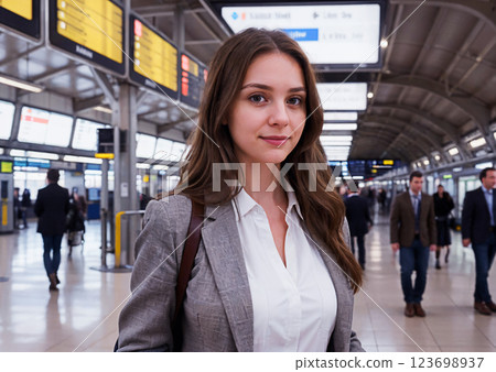 young woman at the subway station 123698937