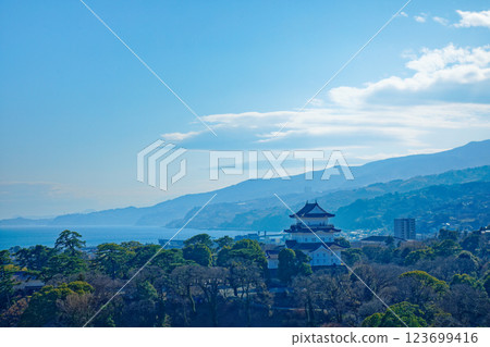 View of Odawara Castle from the roof of Minaka Odawara 123699416