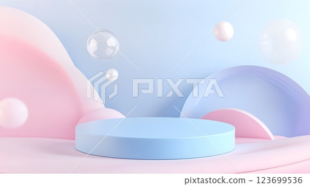 pastel blue and pink product display background 123699536