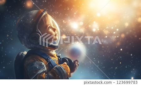 toddler astronaut dreaming of space 123699783