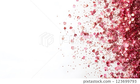 pink glitter confetti on white background 123699793