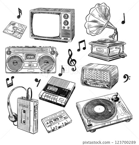 Retro music set Retro music set 123700289