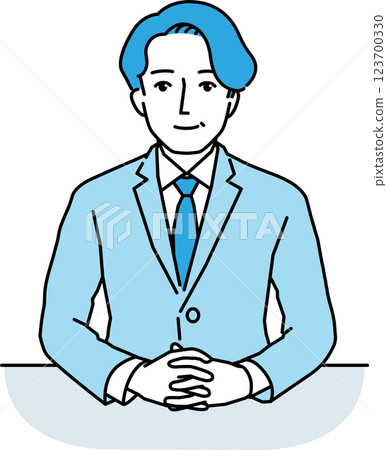 Middle-aged man in a suit facing forward 123700330