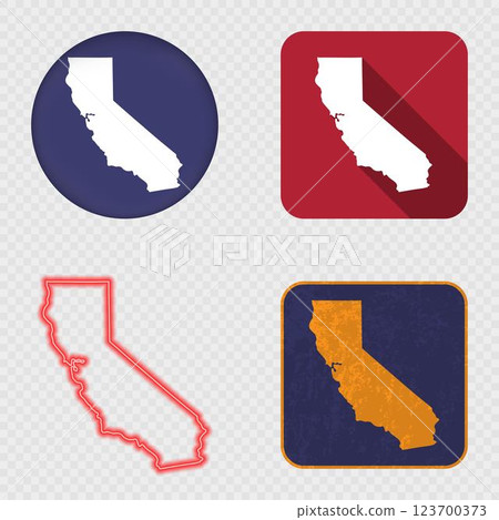California State Map Icons Collection 123700373