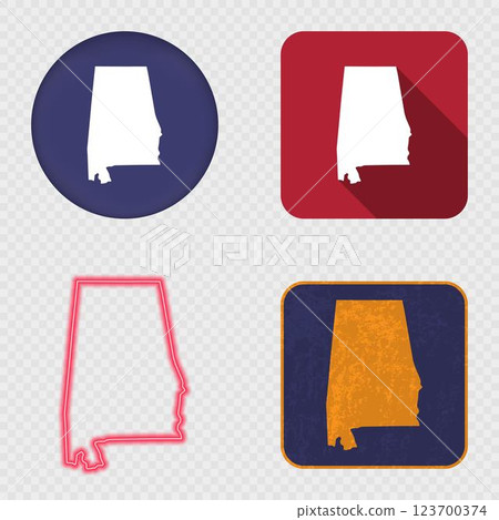 Alabama State Map Icons Collection 123700374