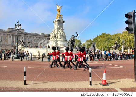 Changing of the Guard at Buckingham Palace, London, England 123700503