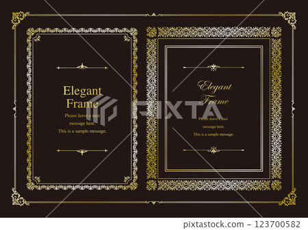 Luxurious and elegant frame set, decorative borders, ornamental design, elegant details, gold, Luxurious and elegant frame set, decorative borders, ornamental design, elegant details, gold, 123700582